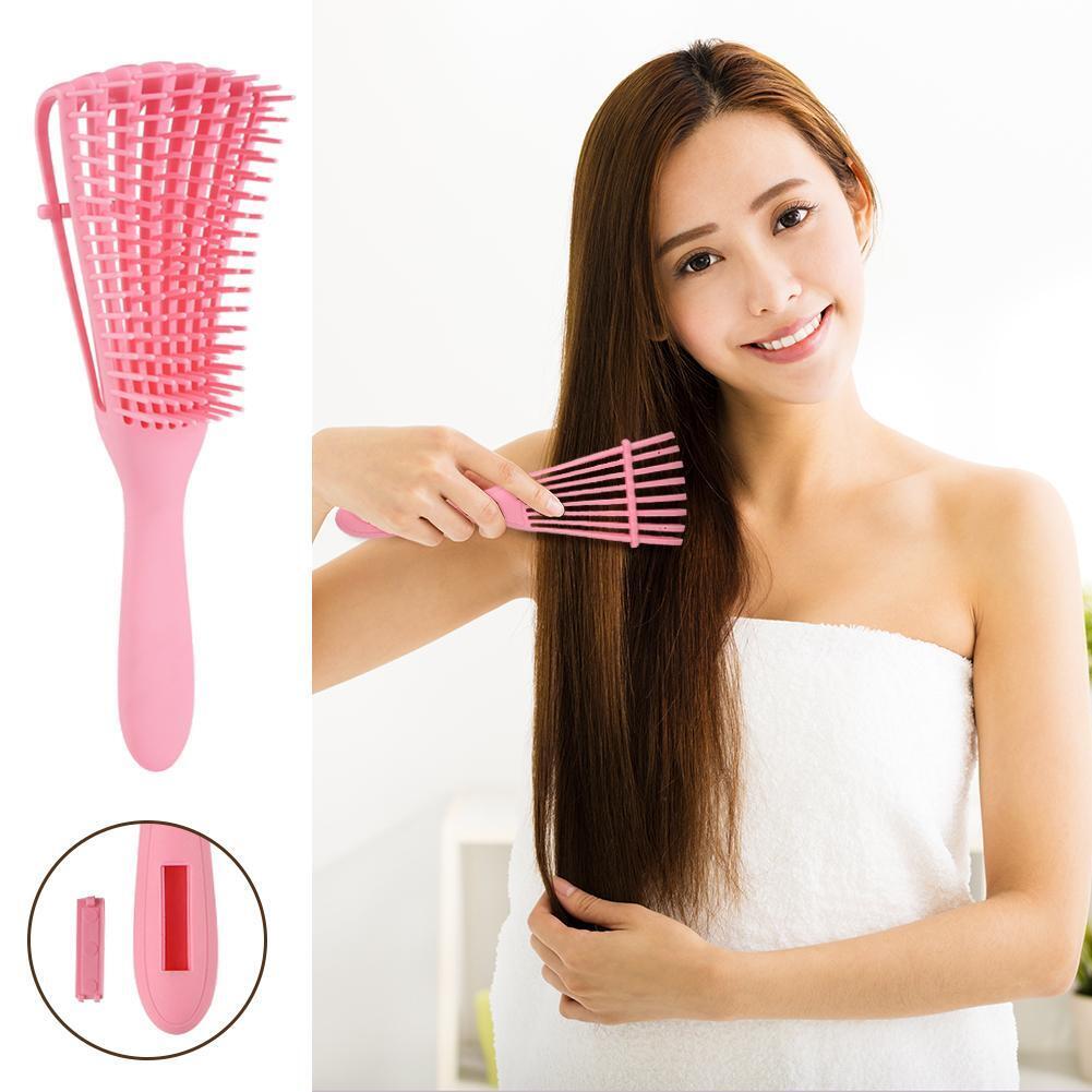 Women Hair Scalp Massage Comb Wet Curly Hairdress Styling Hairbrush (Pink)