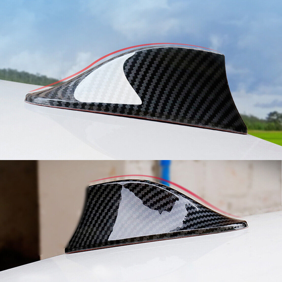 Universal Carbon Fiber ABS Dummy Shark Fin Antenna Cover Radio FM/AM Decor Trim