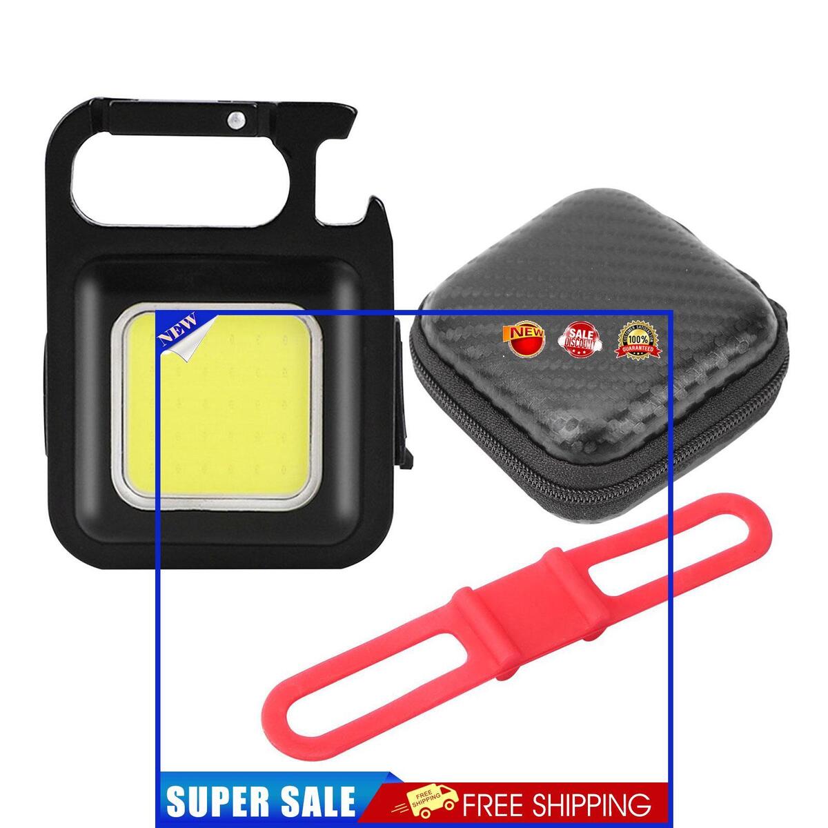 COB Inspection Night Light Portable Keychain Design with Black Storage Box