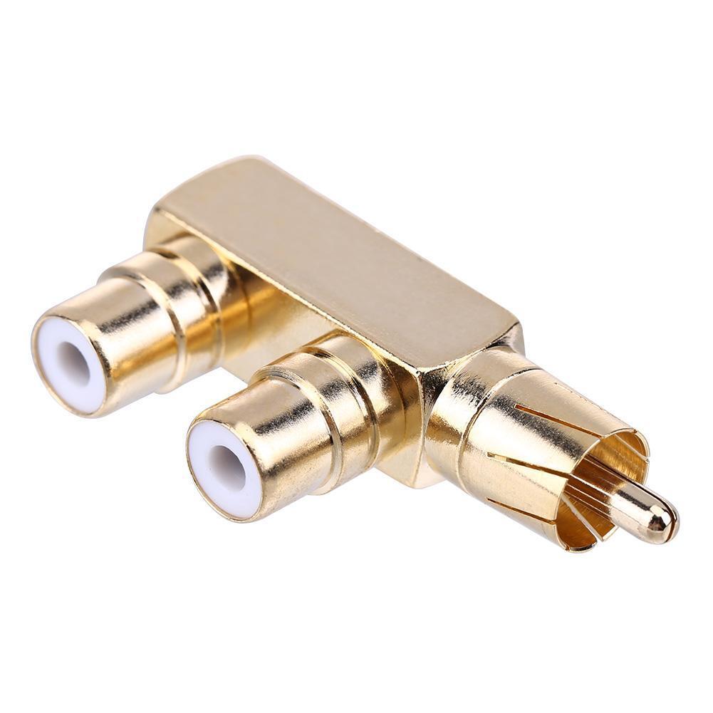RCA Male to 2 RCA Female Right Angle Audio Plug Splitter Adapter Connector