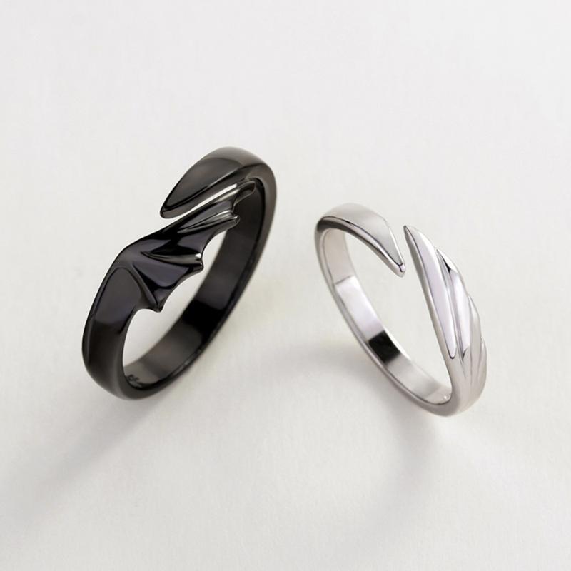 2Pcs/Set Hip Hop Angel And Devil Couple Ring Men Women Agjustable Open Ring