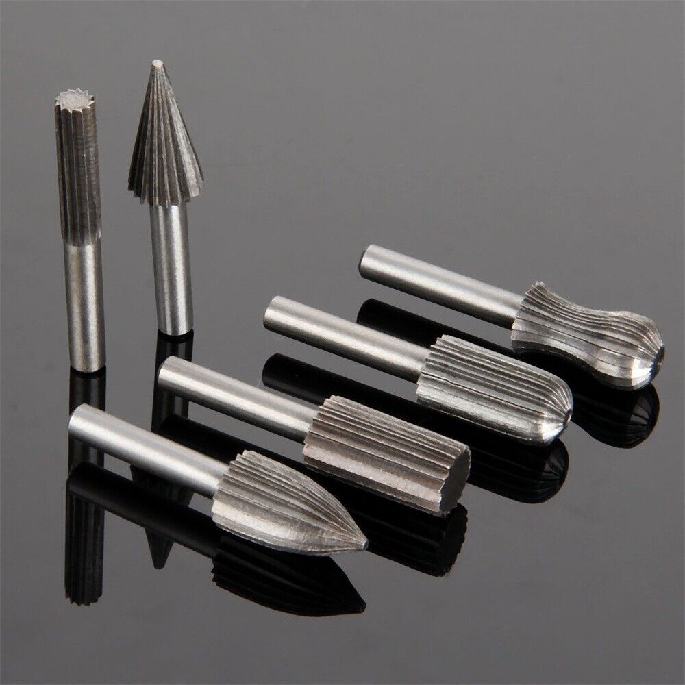 Durable 6Pcs High Speed Steel Rotary Burrs Drill Bit Set Tool Diameter 6mm Shank