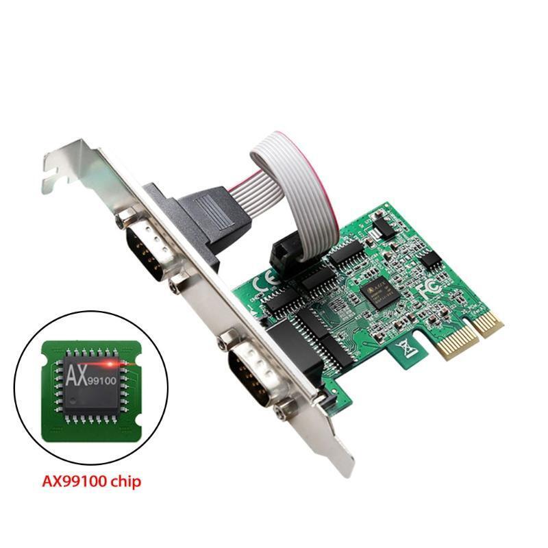 2 Port Serial PCI Express RS232 Com Serial Card PCIE Riser Converter AX99100Chip