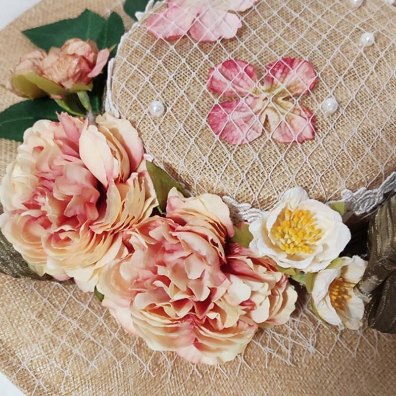Summer Women Lolita Hat Leisure Hat Outdoor Sunscreen Sunshade Flower Flat Hat
