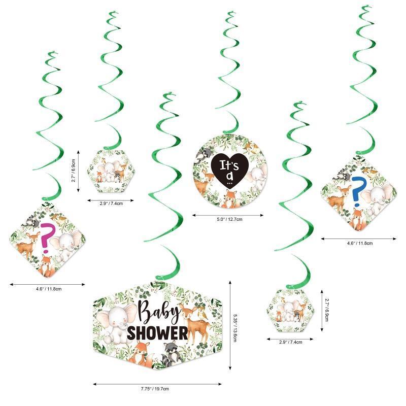 12Pieces Jungle Animal Ceiling Hanging Swirl Baby Shower Party Decorations