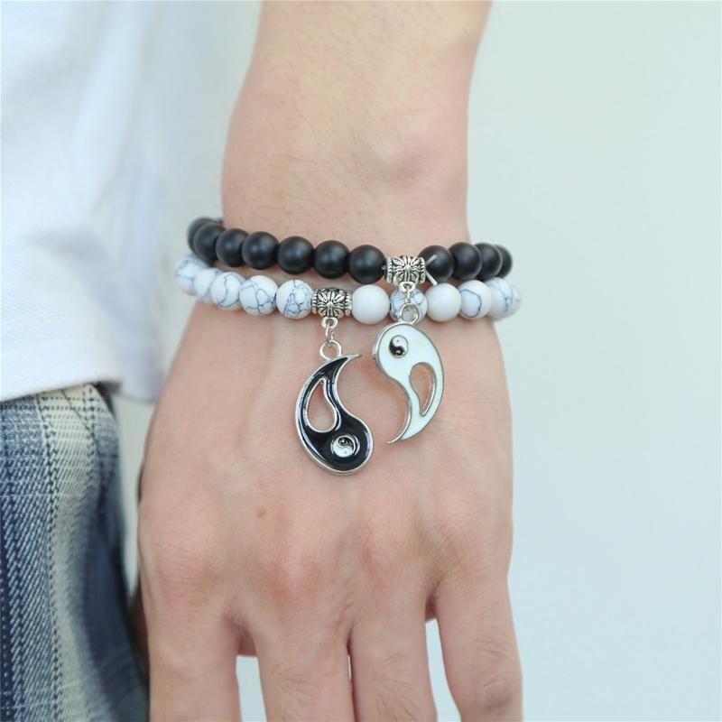 Anti-allergy Yin Yang Couple Necklace Bracelets Symbolizing Love & Friendship