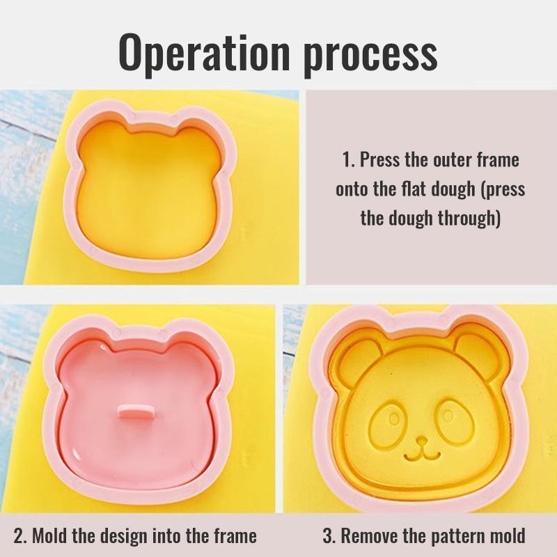 8 Pcs Lion Panda Shape Cookie Cutters and Stamper Cartoon Bakeware Tools