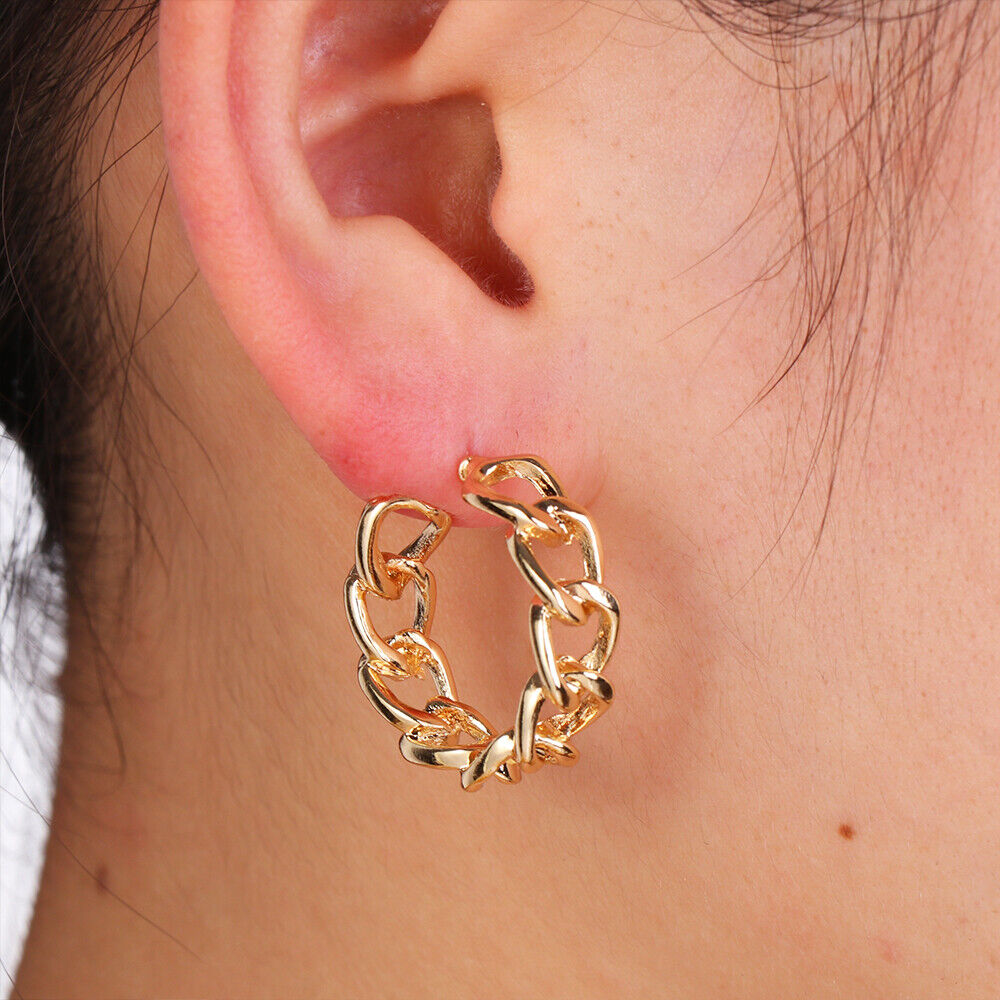 color Jewelry Metal Wedding Hollow Chain Round Earrings Hoop Earrings Geometric