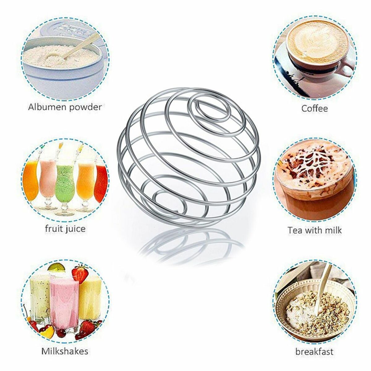 Cup Blender Stainless Steel Mixed Shaker Wire Ball Agitator Protein Mixer