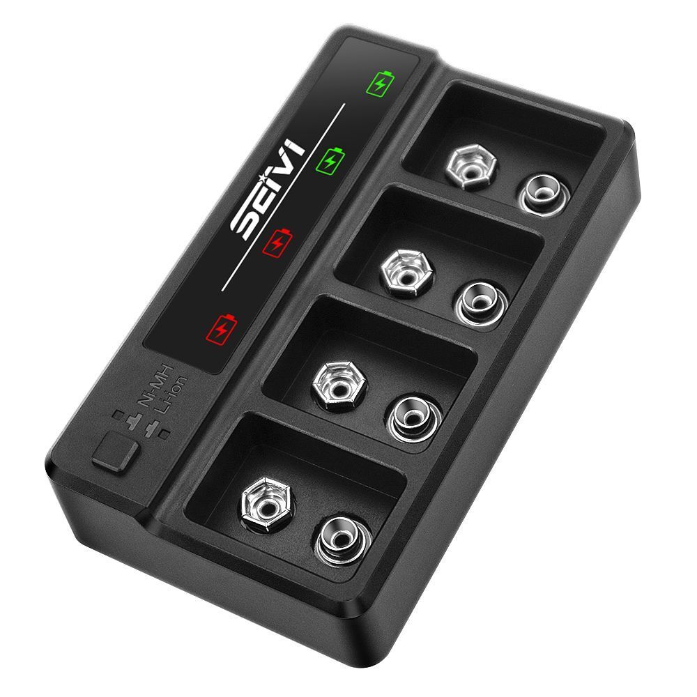 4 Slot Adapter Fast Charging Dock For 9 Volt NIMH Lithium Li-ion Batteries