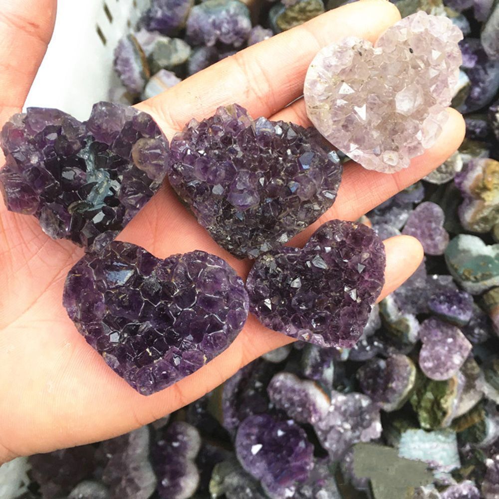 Healing Magic Wand Gift Natural Purple Crystal Necklace Heart Pendant Jade Gem