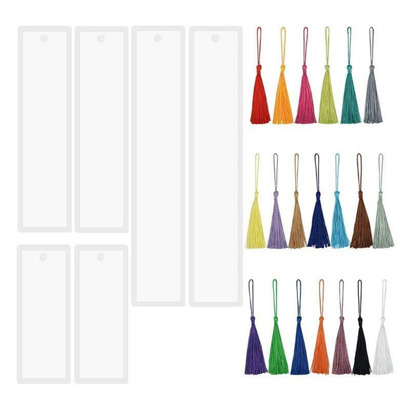 Pack of 46 Pcs Bookmark Mold Kit Small Medium Large Mold with Colorful Tassles