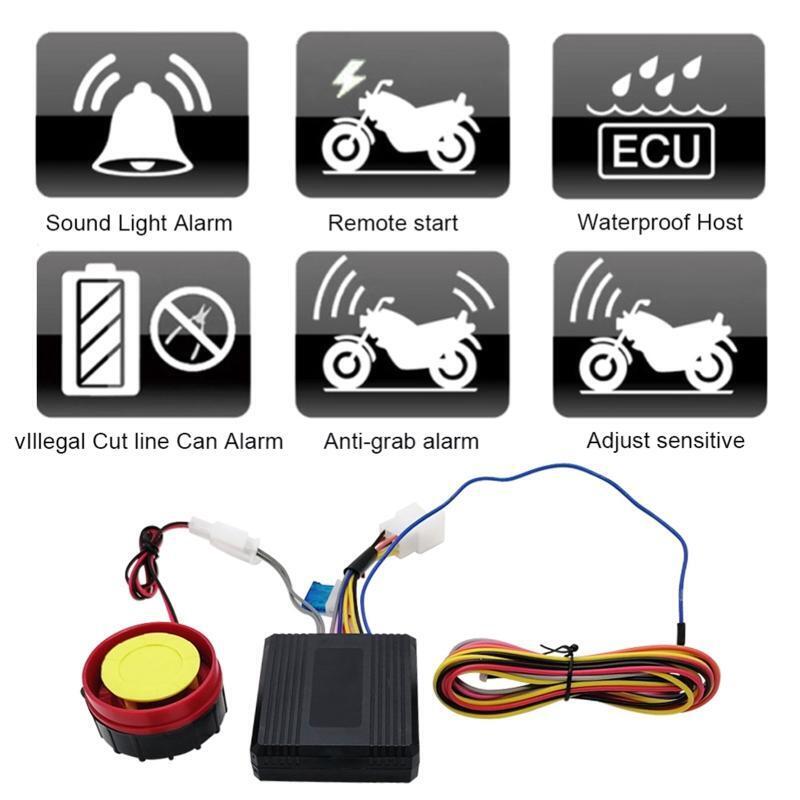 Dual Remote Control 12V Bike Scooter Motor Alarm System Anti-Theft Alarm 125dB