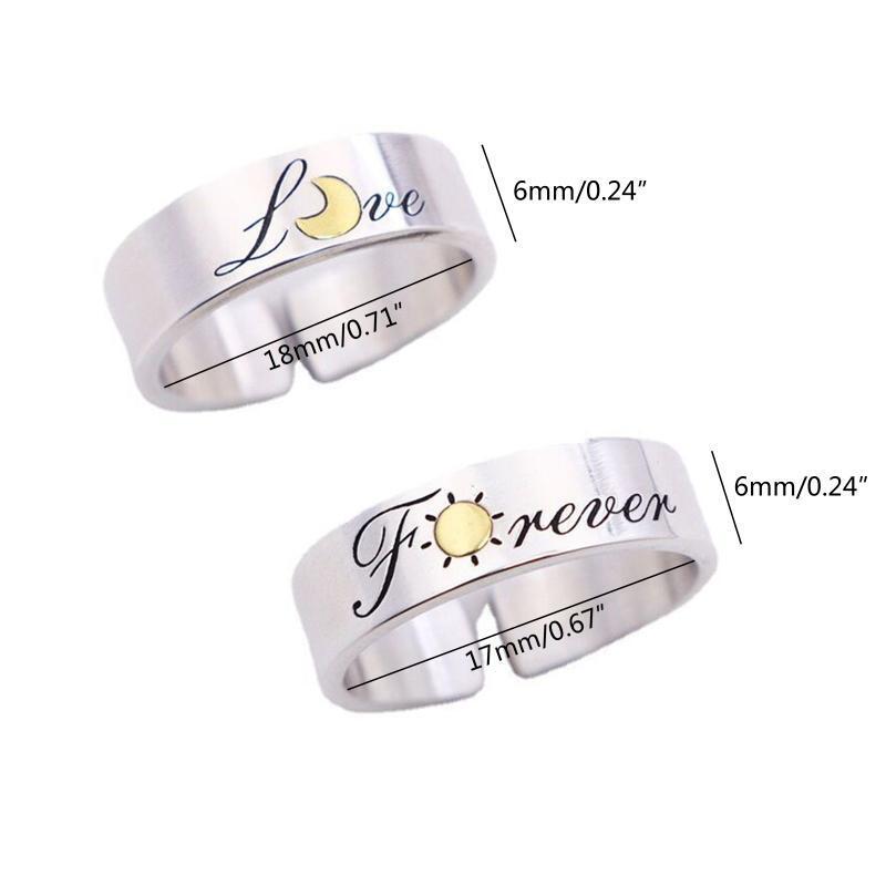 2Pieces Lover Forever Promise Matching Relationship Open Ring Valentine's Day