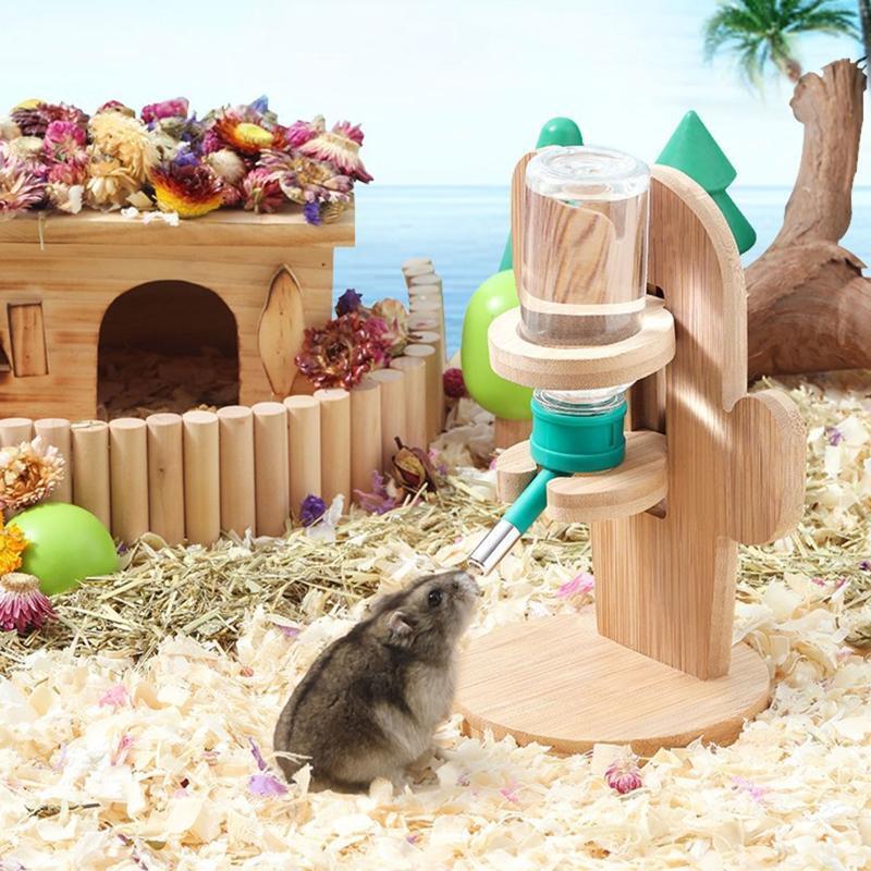 Water Bottle Stand Wooden Base for Ferret Rabbit Bottle Height Adjustable