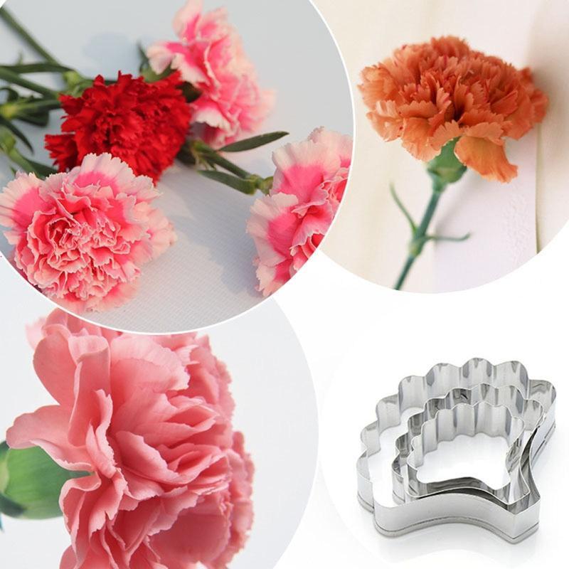 3 Pcs Carnation Cutter Molds Fondant Flower Gumpaste Sugarcraft Cookie Cutter