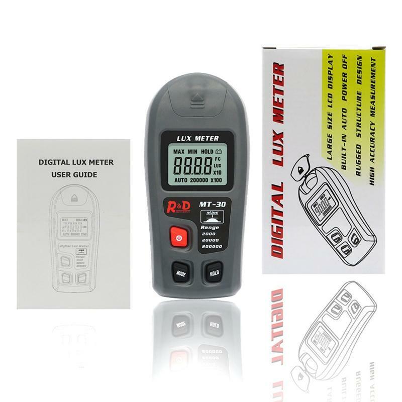Lux meter 0~200,000lux Range Light Meter Illuminometer lux/fc Photometer Tester