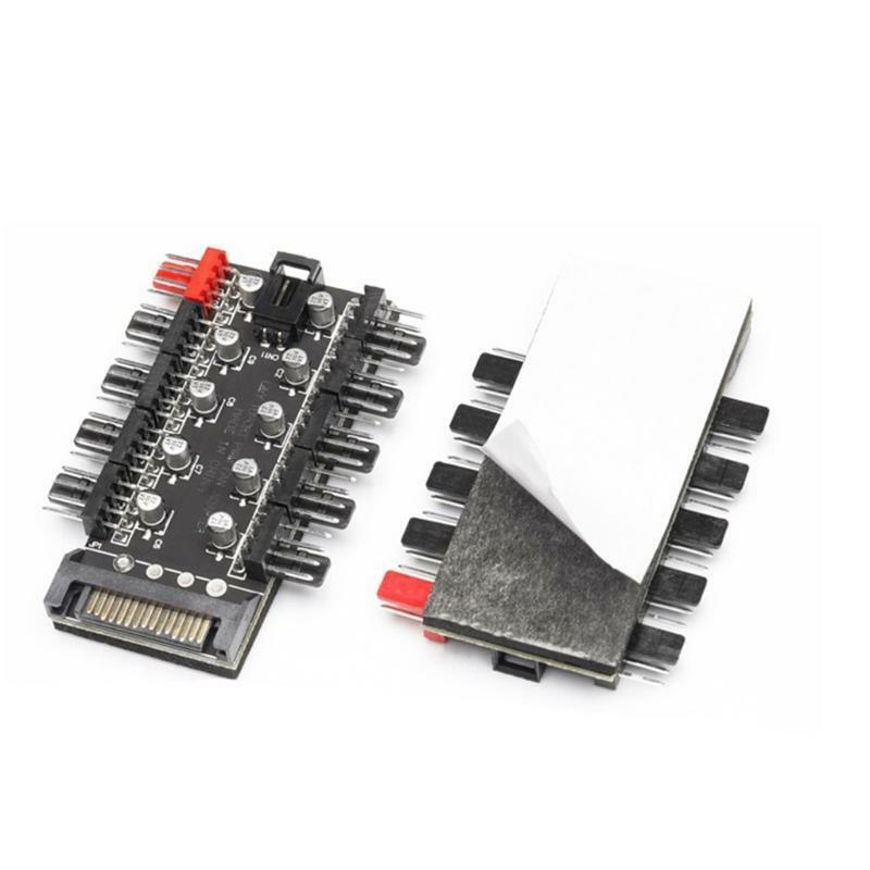 Fan Hub Splitter Adapter Socket 4Pin/SATA Fan Speed Controller Adapter 1 to 10