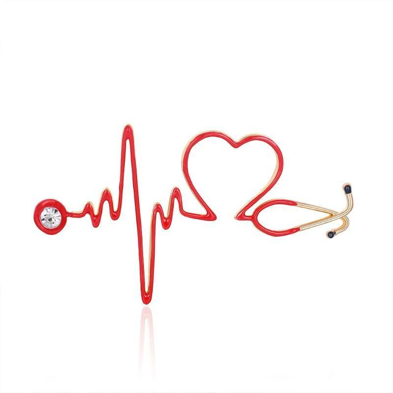 Medical Medicine Lapel Pin Electrocardiogram Brooch for DIY Hat Cloth Decoration