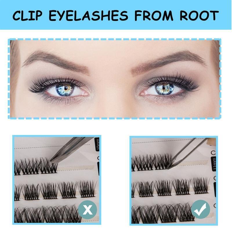 DIY Eyelash Extension,Glue Bonded Band Cluster Lashes Individual Eyelashes Kit