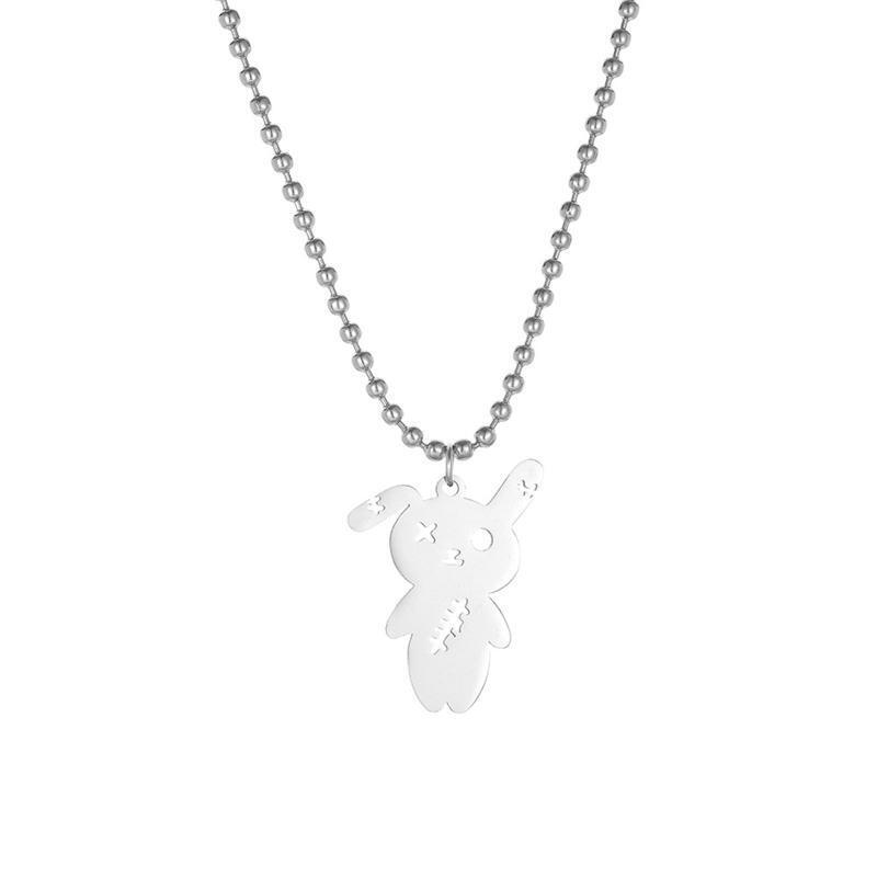 Gothic Hollow Out Rabbit Pendant Necklace Bunny Punk Choker Hiphop Neck Jewelry