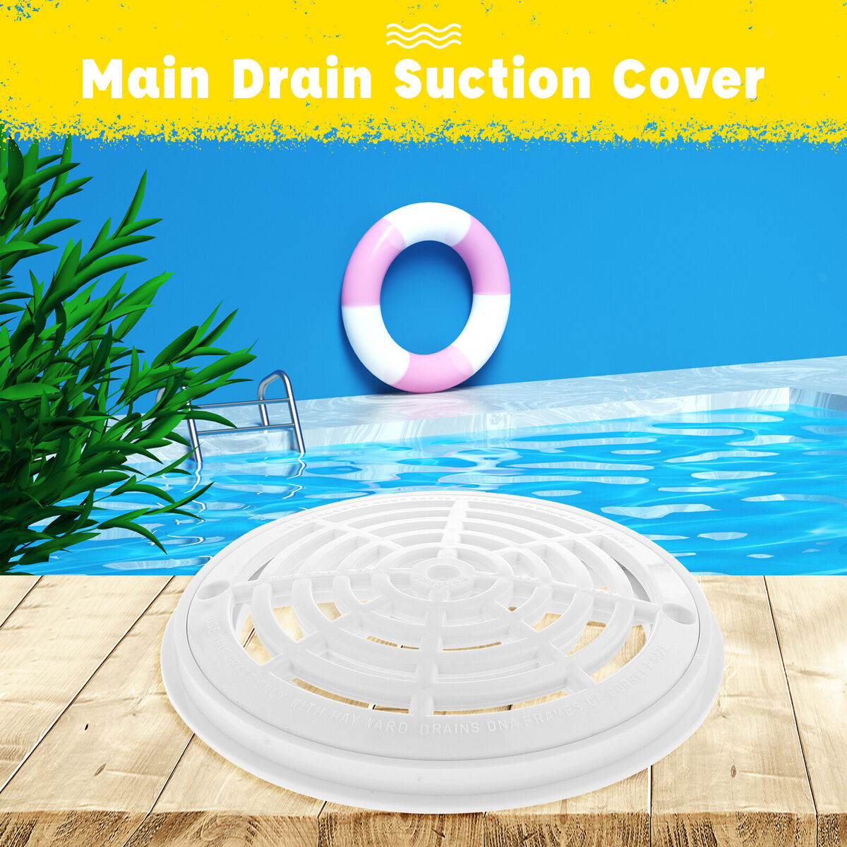 8''  Drain  Overflow Anti- Suction Outlet Fittings White