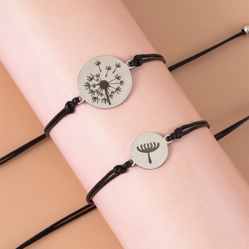 2x Adjustable Cord Parent-child Card Bracelet Jewelry Hand Rope Personality Gift