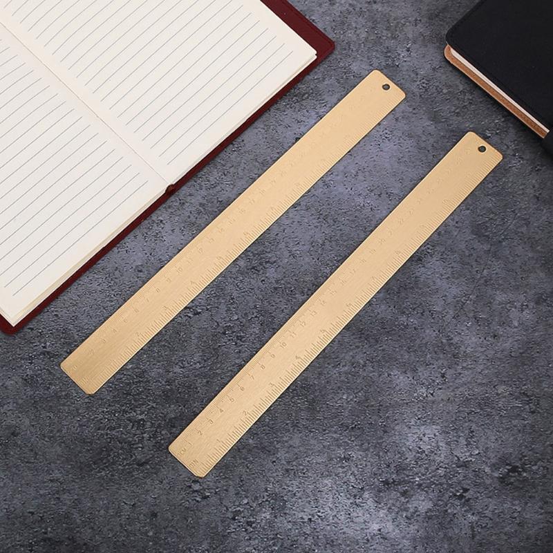 30cm Brass Straight Ruler School Kids Gift Measuring Tool for Students Wokers
