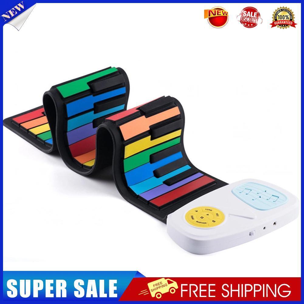 Portable 49 Keys Keyboard Silicone Roll-Up Piano Electronic Organ (White)