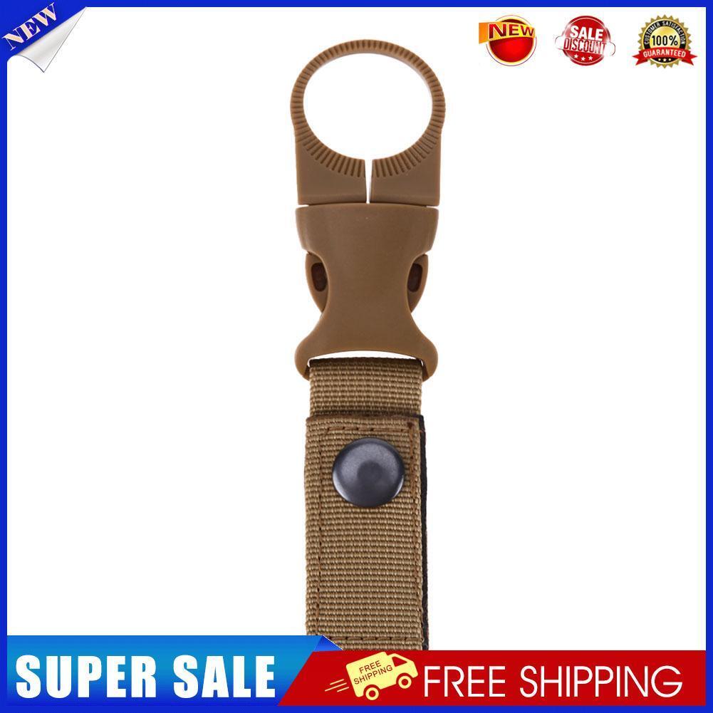 Portable Outdoor Hiking Nylon Webbing Bottle Holder Buckle Clip(Khaki)