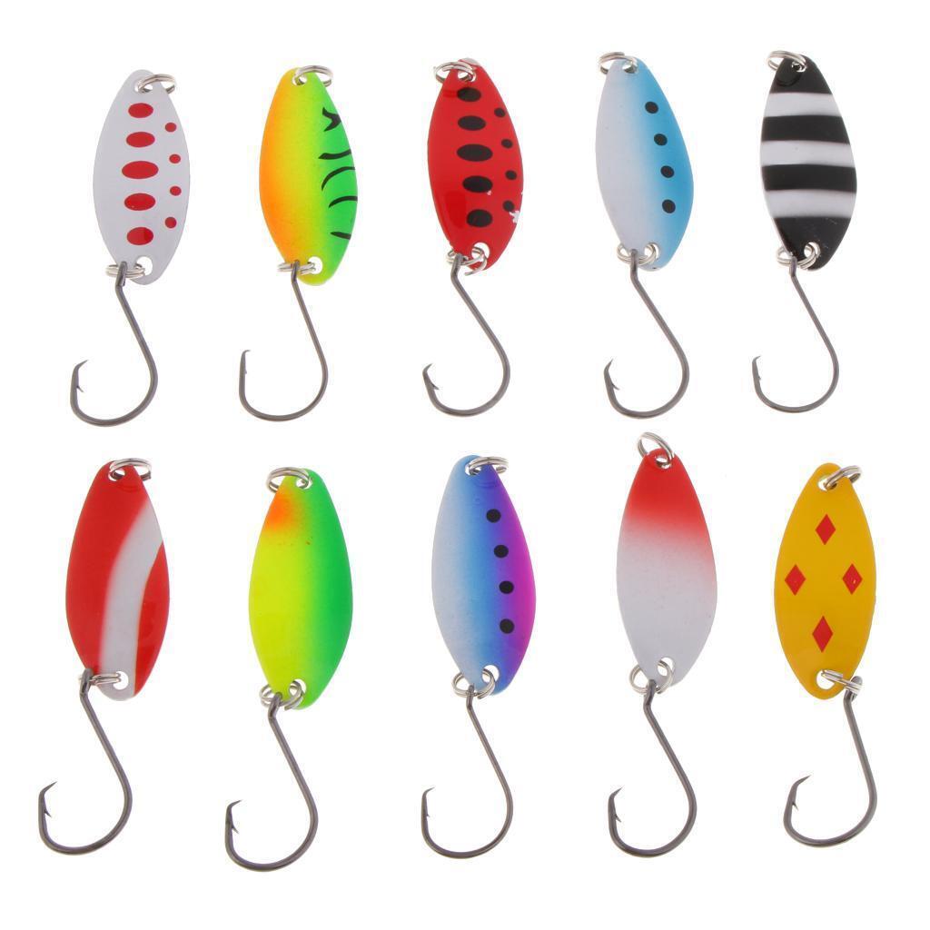 10pcs Spinners Spoon Fishing Bait Bass Trout for Trolled Cast Drifted Jigged