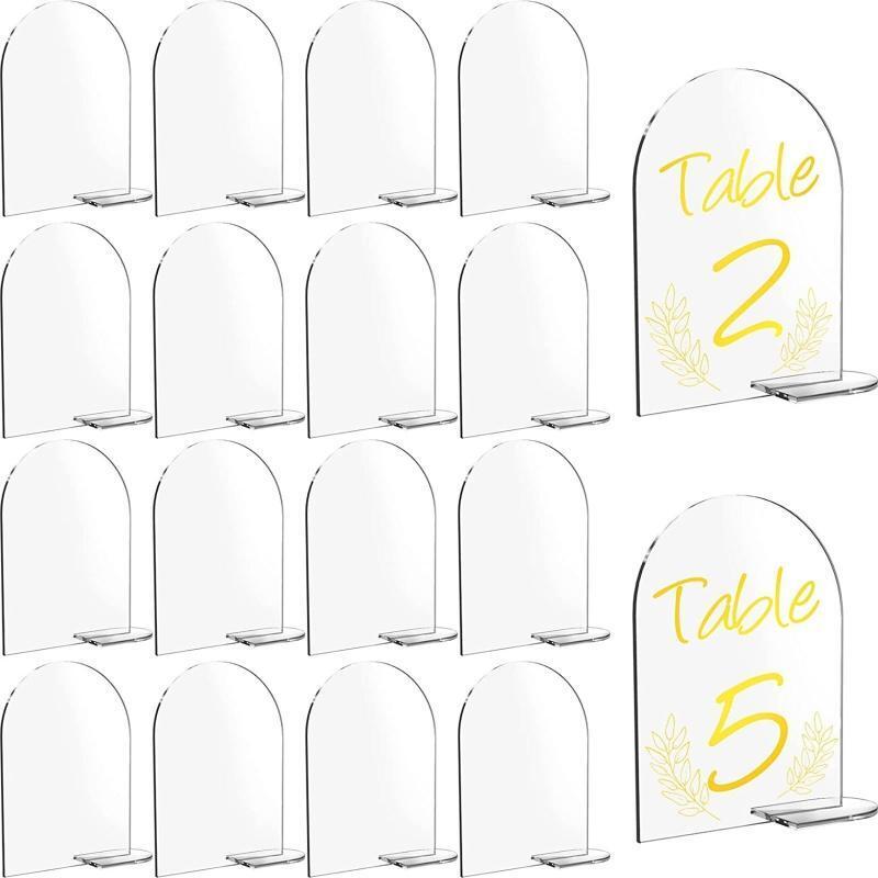 5pcs DIY Acrylic Arch Table Number Clear Acrylic Sign with Stand for Party Decor
