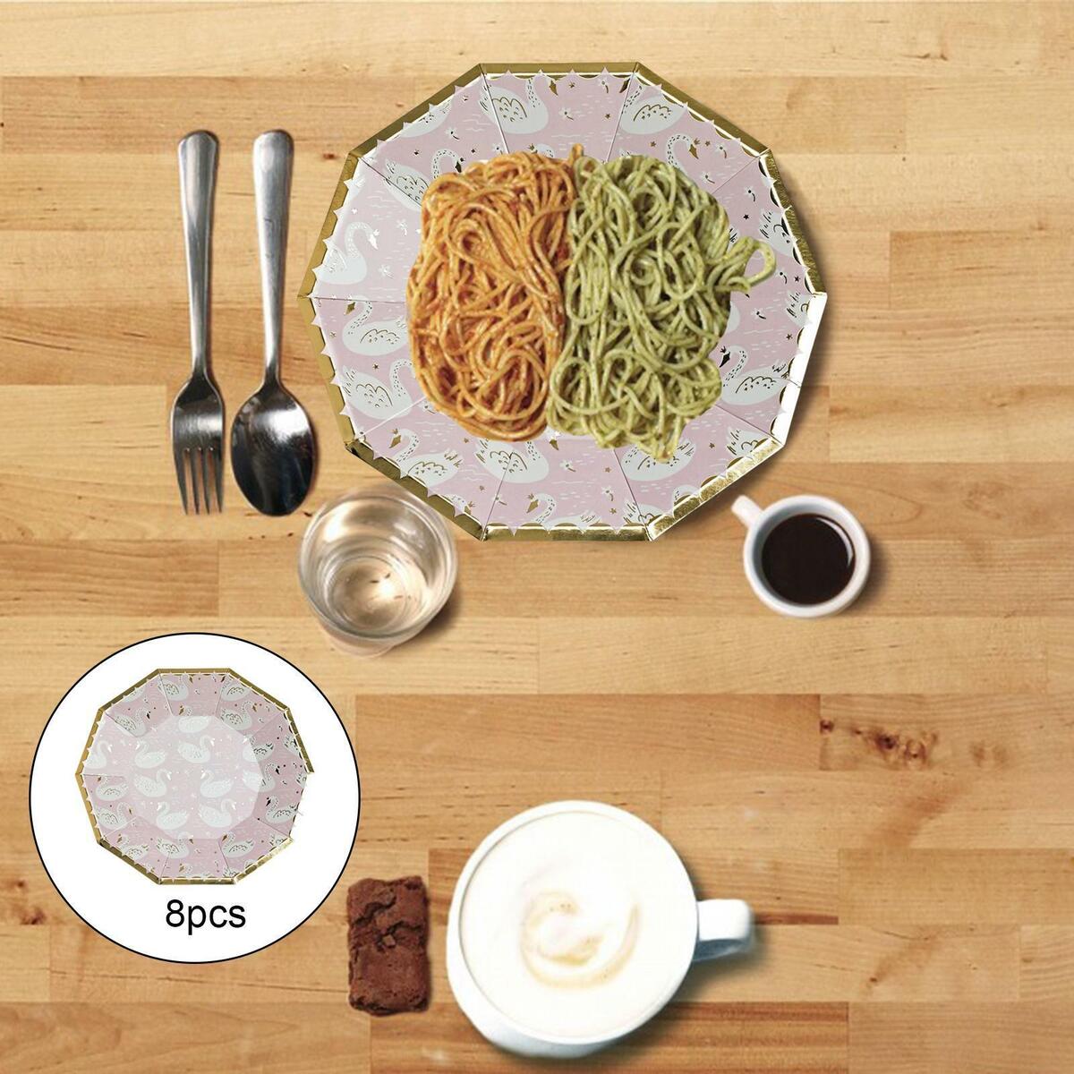 8Pcs Pink Disposable Dinner Plate Degradable for Valentine'S Day Supplies