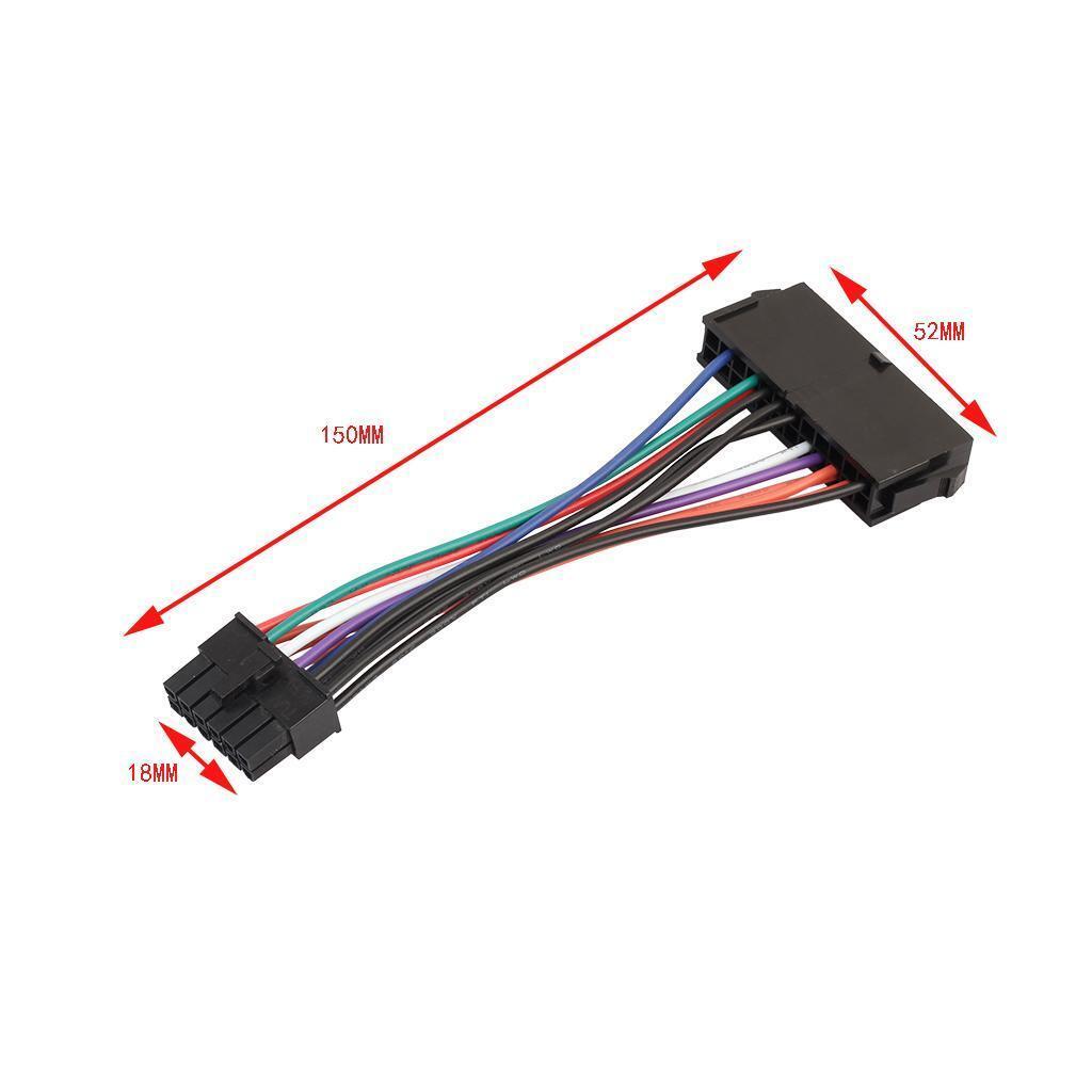 6 "ATX 24-pin Socket for 12-pin Converter Adapter, Power Supply Cable 18AWG