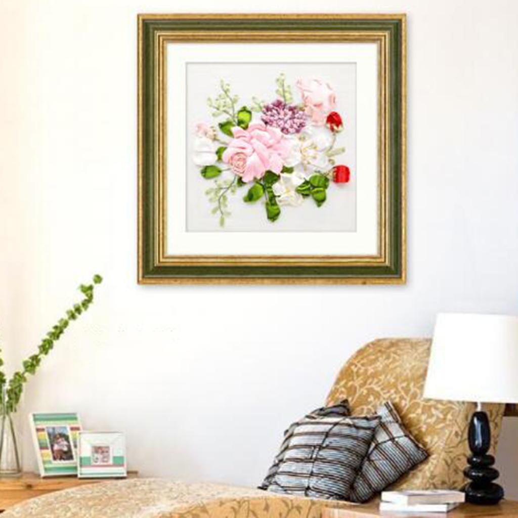 Set of 4 Ribbon Embroidery Kits DIY Flowers    Work