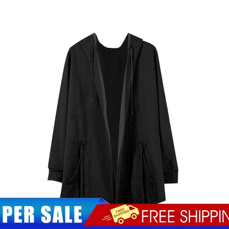 Men's Hooded long Sleeve Cloak Cardigan Outwear Casual Hoodies(Black)(3XL)-