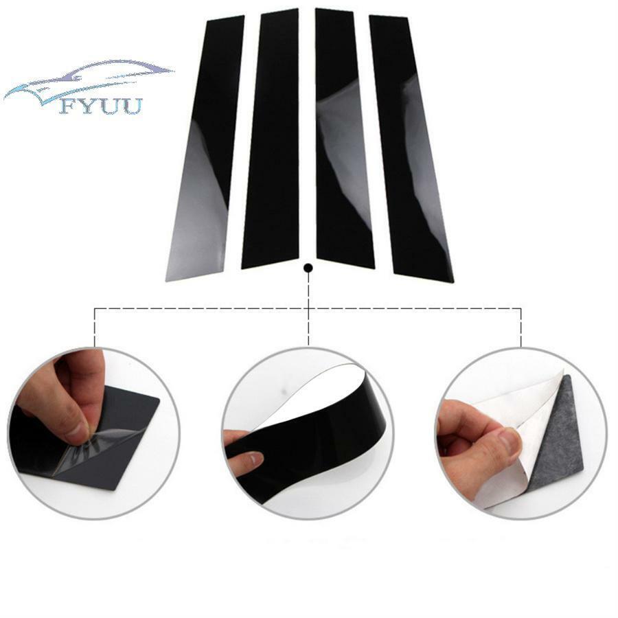 4 Pcs/Set Glossy Black Polycarbonate Car Pillar Posts Cover Trim For Ford Fiesta