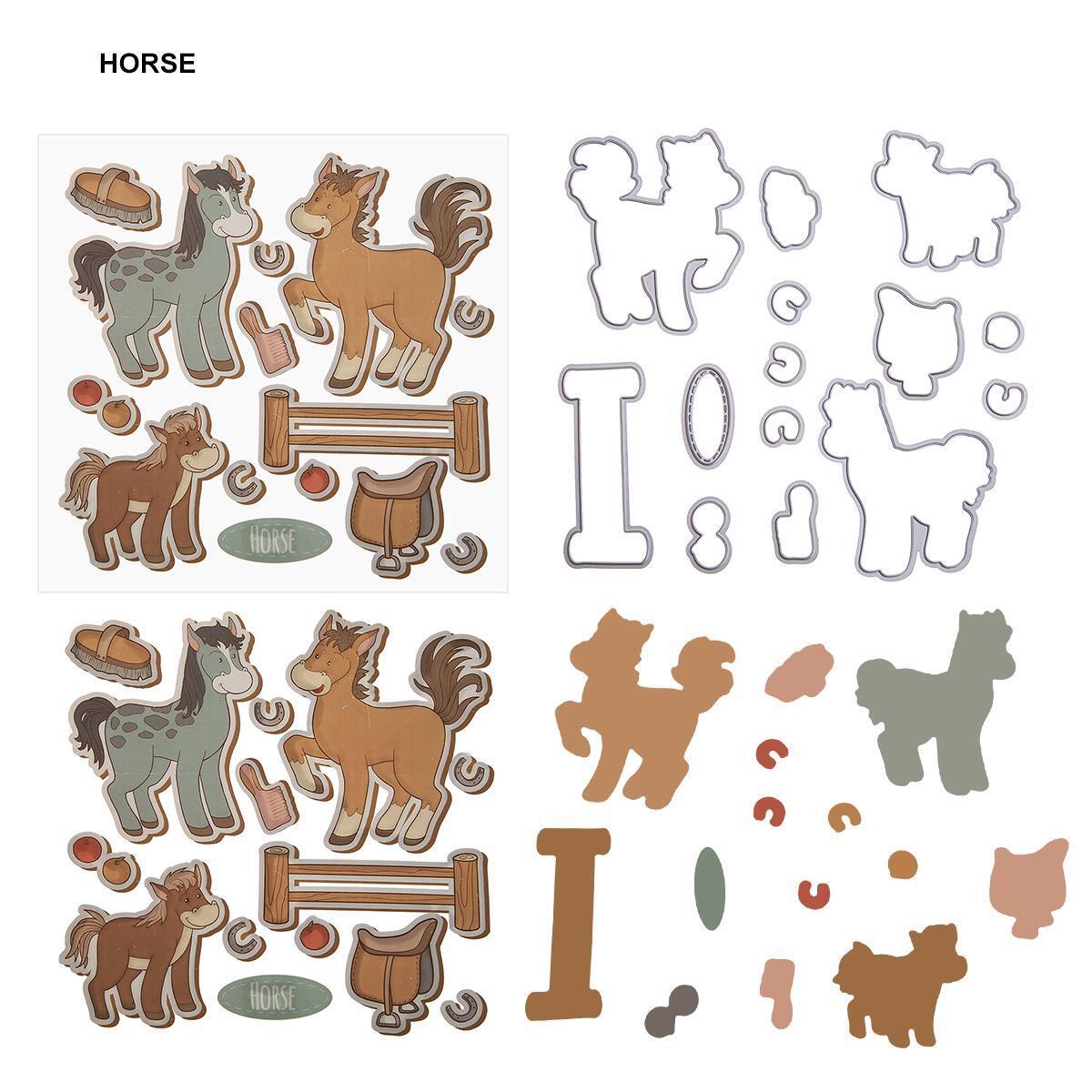 Horse Silicone Stamps Cutting Dies Stencil DIY Scrapbooking Album Decor