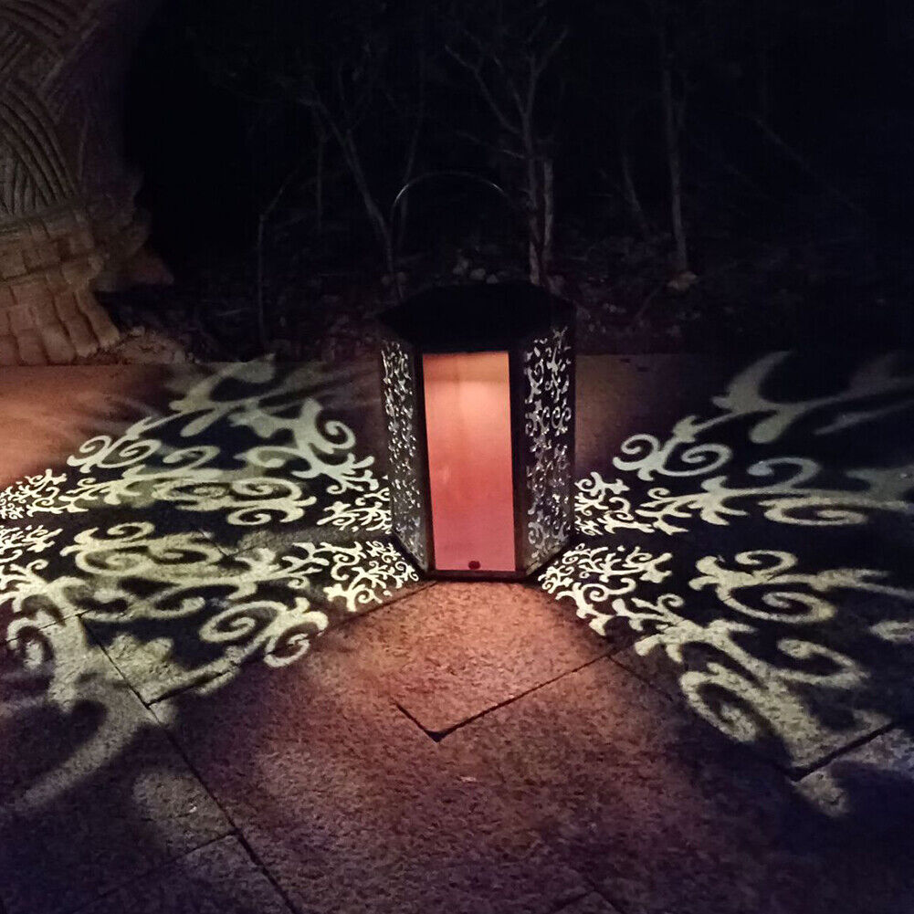 Solar Wrought Iron Hollow Auspicious Cloud Pattern LED Garden Hanging Light