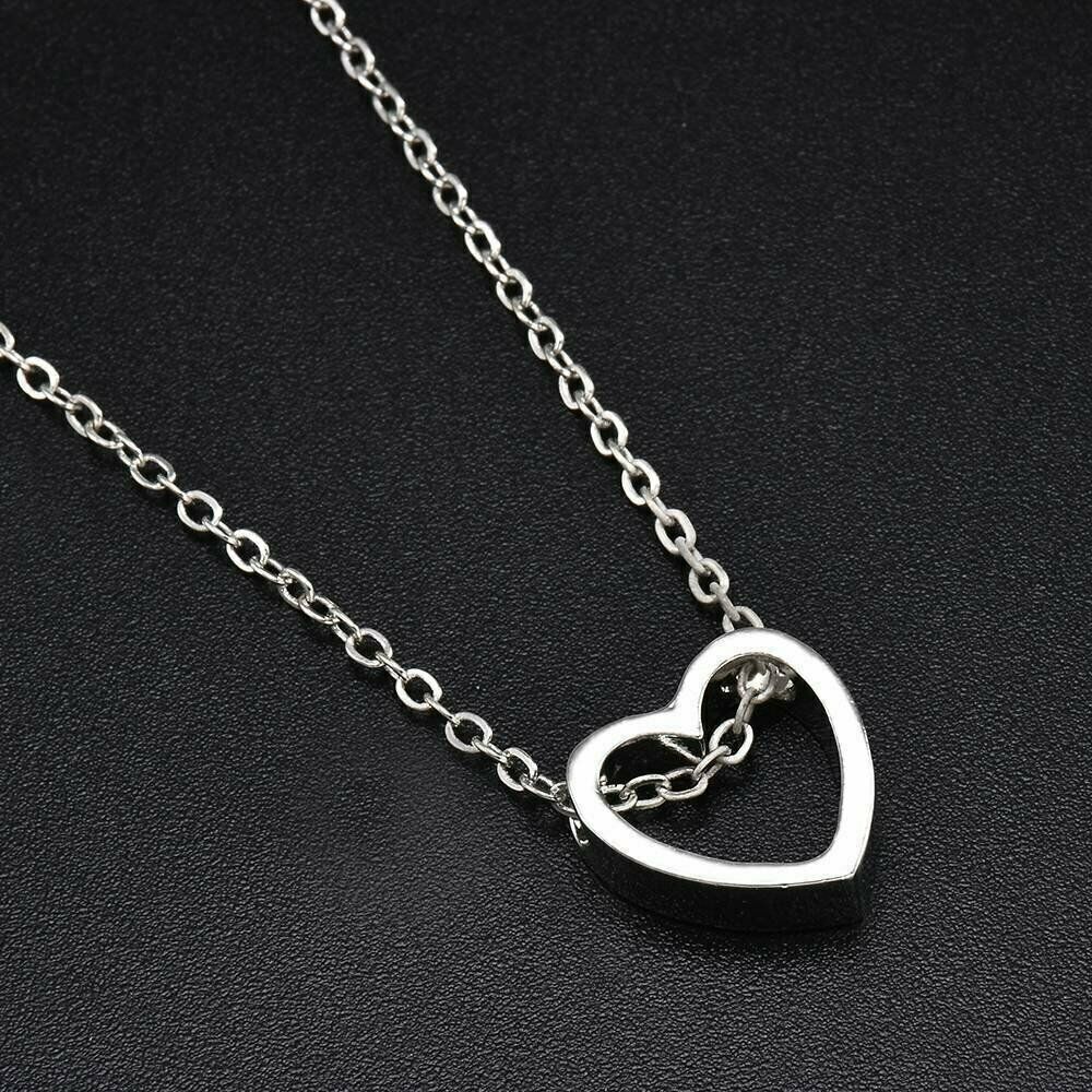 Gift Choker Jewelry LOVE Heart Pendant Charm Necklace Stainless Steel Chain