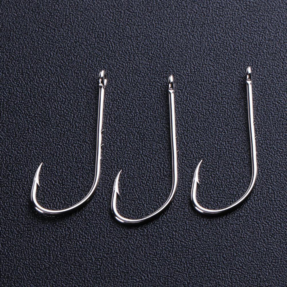 50pcs High Carbon Steel Barbed Fishing Hooks Sea Fishing Bait Holders(No.2)