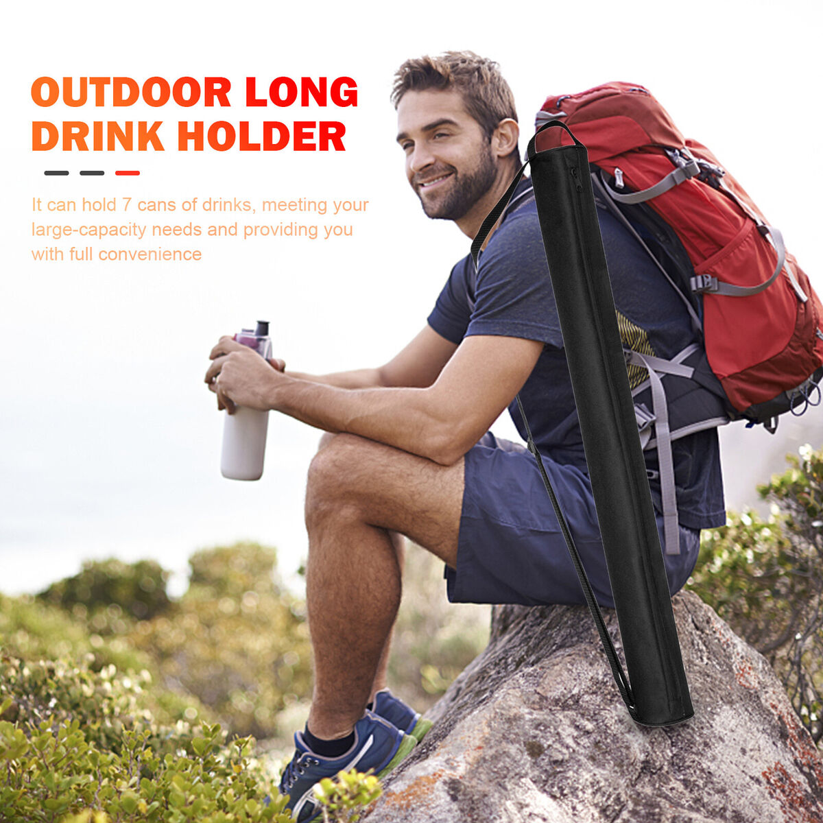 Golf Cooler Bag - 7-Can Beer Sleeve Cooler Sling for Beer Lover (Black)