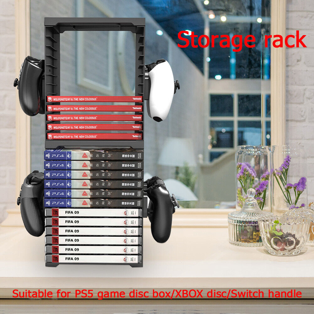 24 Games Disc Storage Tower Holder Controller Bracket for PS5/PS4/Switch