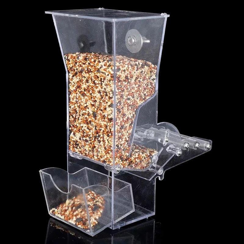 No Mess Bird Feeder Parrot Integrated Automatic Feeder with Perch Food Container