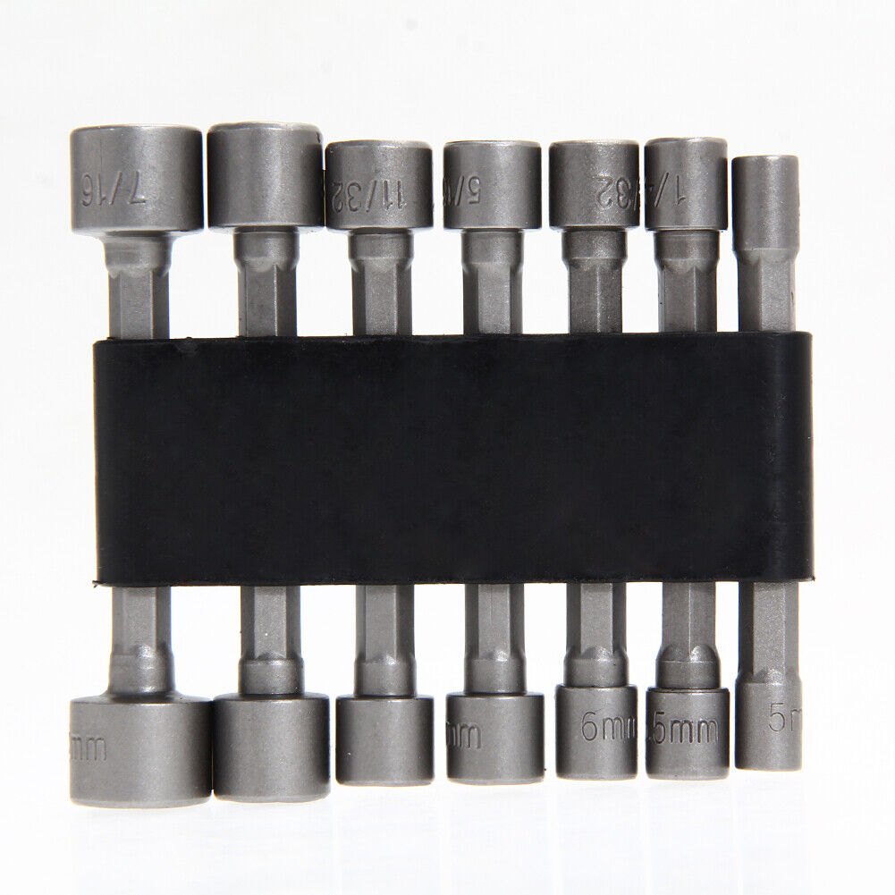 14pc Power Nut Driver Drill Bit Set SEA Metric Socket Wrench Screw 1/4" Hex