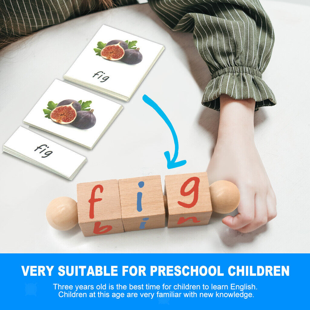 Phonetic Reading Blocks & 52 Cards - Montessori Materials  Learning