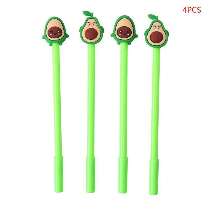 4pcs 0.5mm Cute Face Expressions Avocado Gel Ink Pen Signature Neutral Writing
