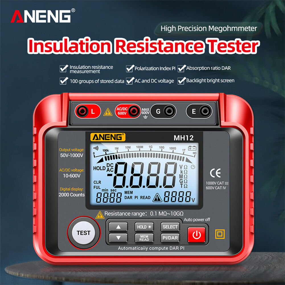 ANENG MH12 Insulation Resistance Digital Meter Voltage Megohmmeter Tester
