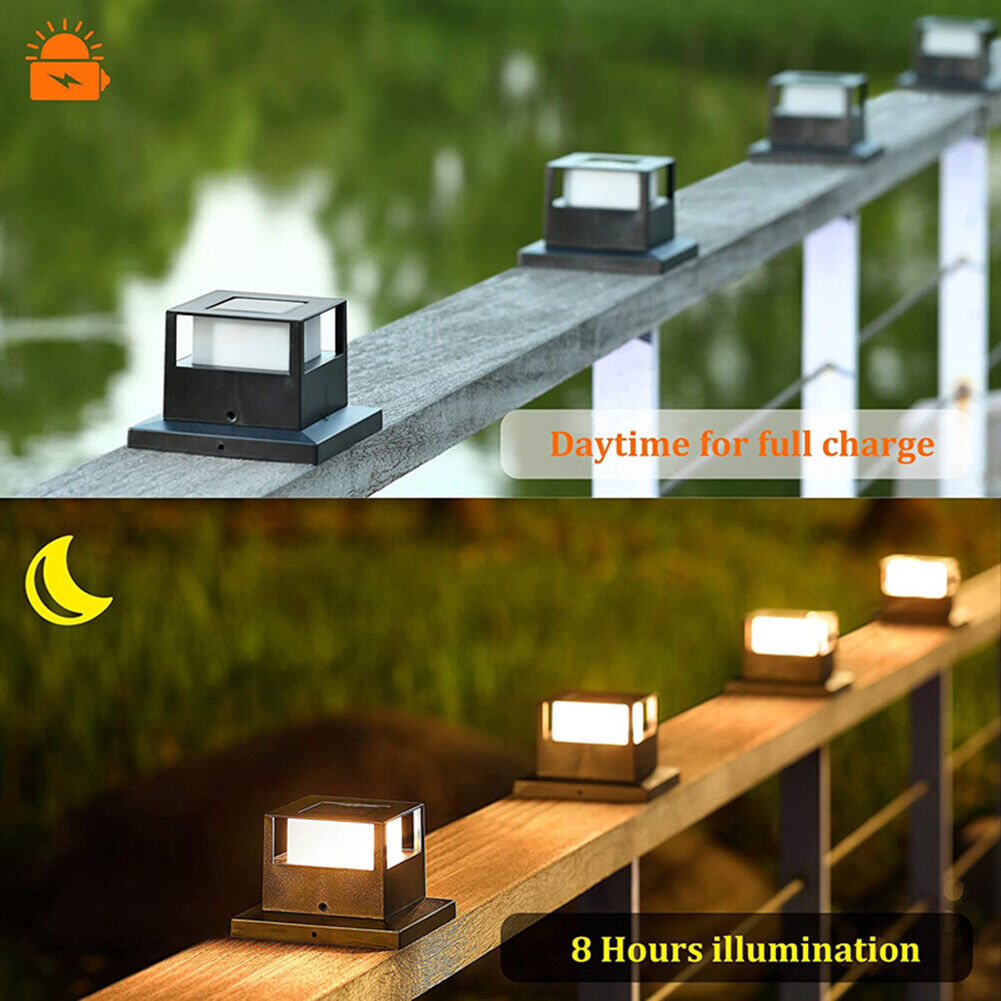 Solar Post Light Waterproof Outdoor Column Patio Fence Gate Garden Lamps