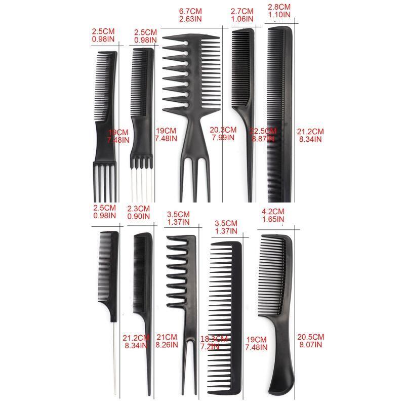 10pcs Hair Cutting Comb Barber Hair Styling Combs Wide Fine Teeth Anti Static
